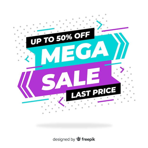 Gratis vector kleurrijke mega verkoop banners concept