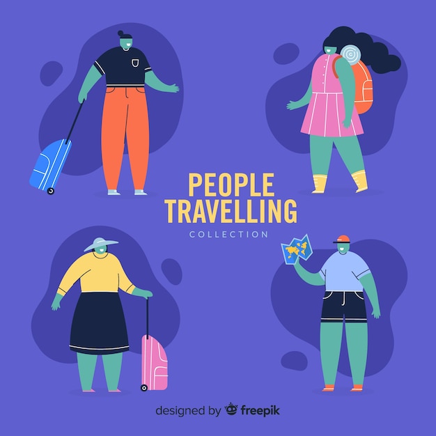 Gratis vector kleurrijke mensen reizen collectie