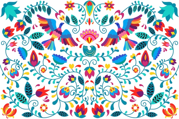 Kleurrijke Mexicaanse achtergrond in plat ontwerp