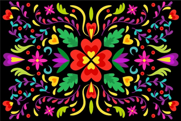 Kleurrijke mexicaanse achtergrond in plat ontwerp