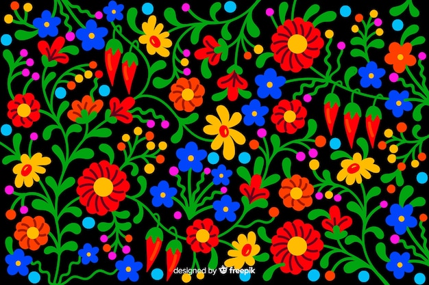 Kleurrijke Mexicaanse borduurwerkachtergrond