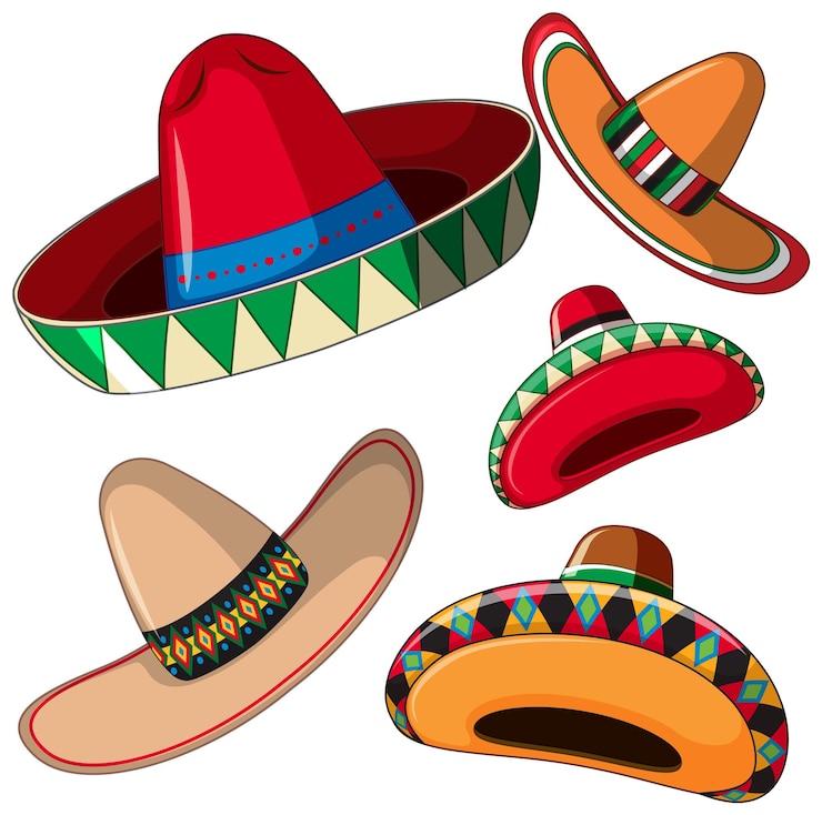 Gratis Vector kleurrijke mexicaanse sombrero-collectie