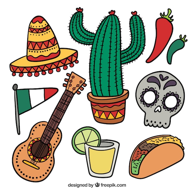 Gratis vector kleurrijke mexico elementen