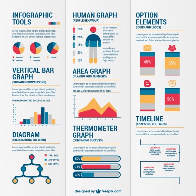 Gratis vector kleurrijke middelen voor infographics