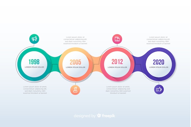 Kleurrijke moderne tijdlijn infographic sjabloon