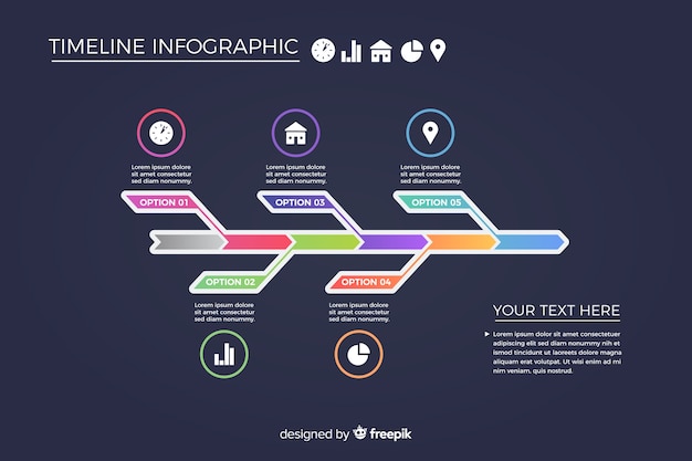 Kleurrijke moderne tijdlijn infographic sjabloon