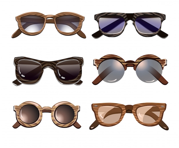 Kleurrijke modieuze hipster zonnebril set