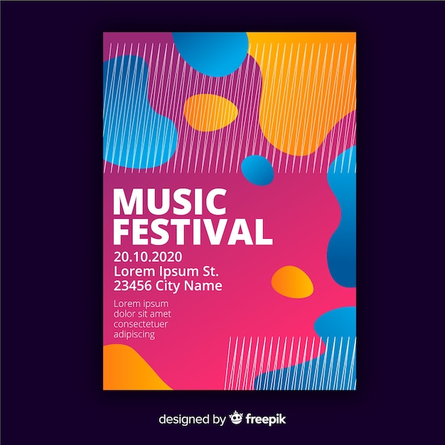 Kleurrijke muziek festival poster sjabloon