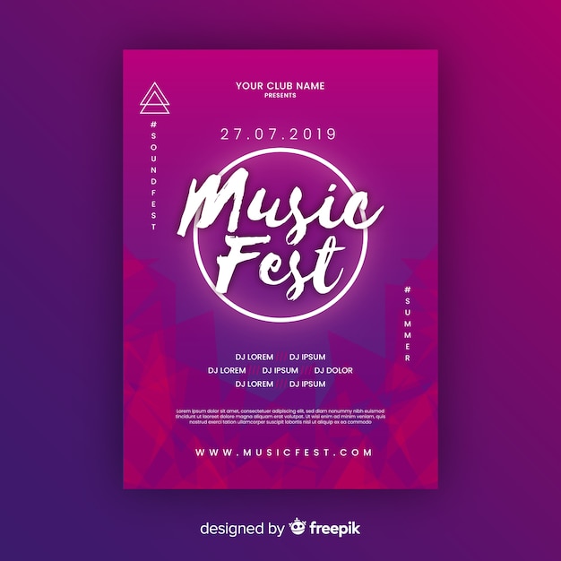 Kleurrijke muziek festival poster sjabloon