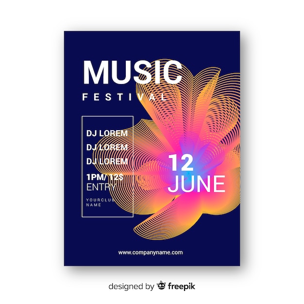 Gratis vector kleurrijke muziek festival poster sjabloon