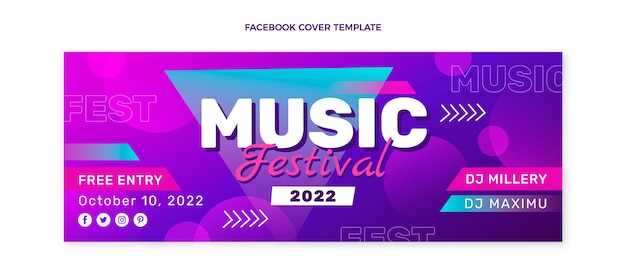 Gratis vector kleurrijke muziekfestival facebook cover