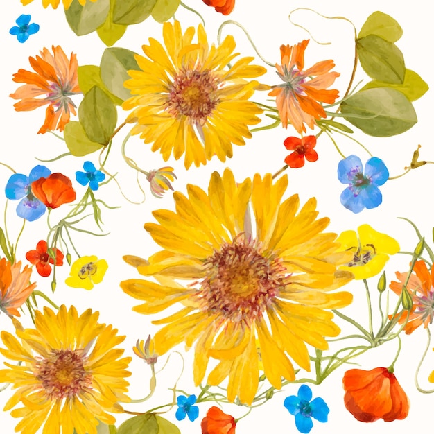 Kleurrijke naadloze bloemmotiefillustratie, geremixt van kunstwerken uit het publieke domein
