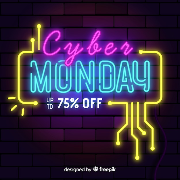 Kleurrijke neon cyber maandag