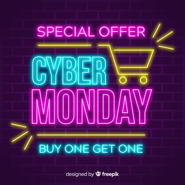 Kleurrijke neon cyber maandag