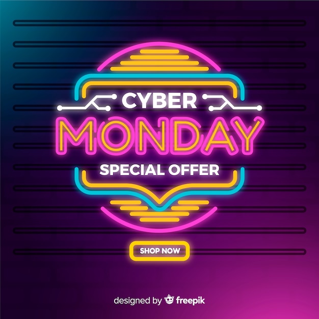 Gratis vector kleurrijke neon cyber maandag