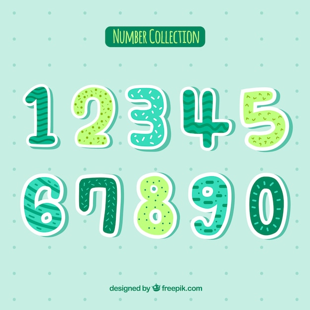 Kleurrijke nummerverzameling met plat ontwerp