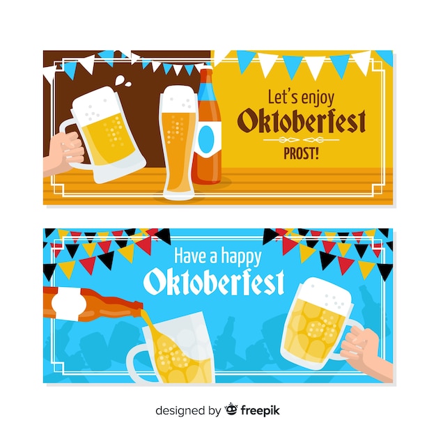 Kleurrijke oktoberfest banners met platte ontwerp