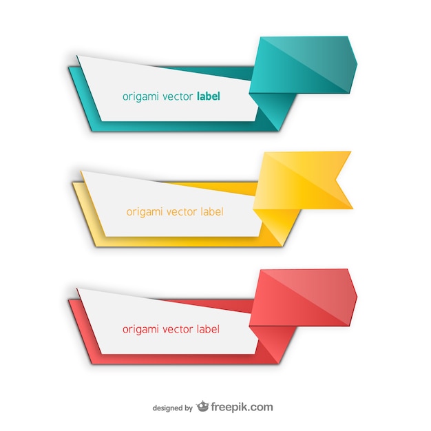 Gratis vector kleurrijke origami vector label verpakking