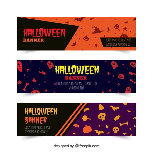 Kleurrijke pak halloween banners