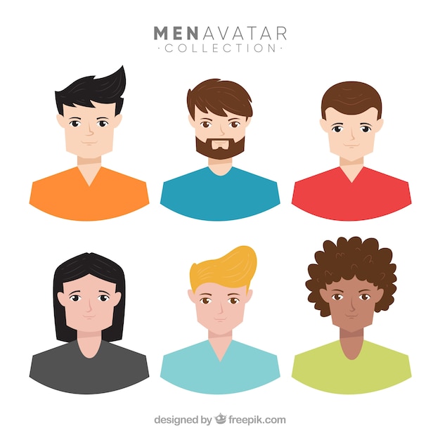 Gratis vector kleurrijke pak jonge mannen avatars