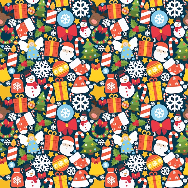 Kleurrijke patroon met decoratieve kerst elementen
