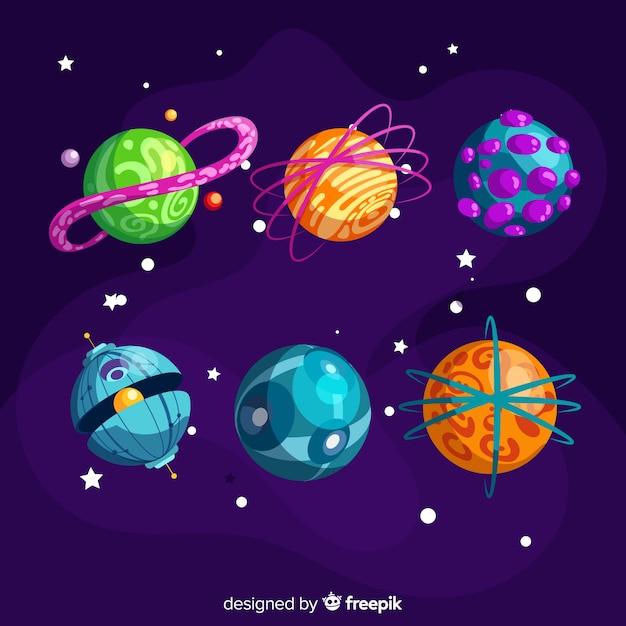 Gratis vector kleurrijke planeten uit zonnestelselpakket