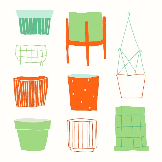 Kleurrijke plant pot vector doodle