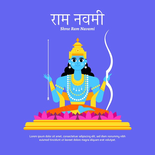 Kleurrijke platte ontwerp gelukkig ram navami dag