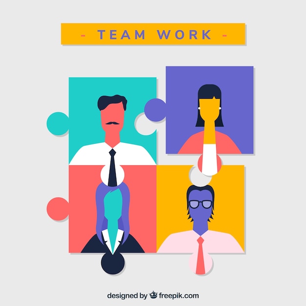 Gratis vector kleurrijke platte teamwerk achtergrond