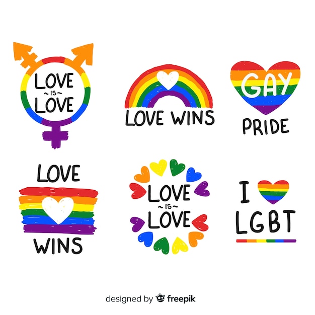 Gratis vector kleurrijke pride-dag labels-collectie