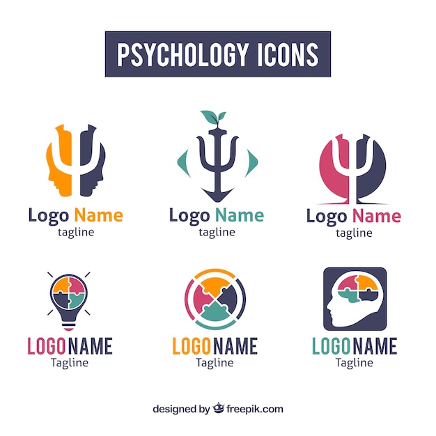 Kleurrijke psychologie logos Premium Vector