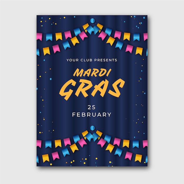 Kleurrijke realistische mardi gras poster sjabloon