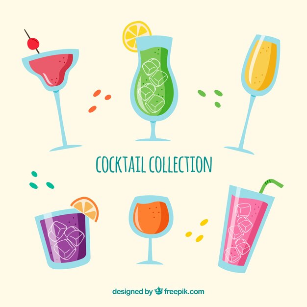Kleurrijke reeks hand getrokken cocktails