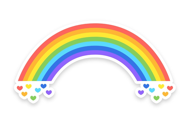 Gratis Vector kleurrijke regenboog achtergrond met schattige harten ontwerp