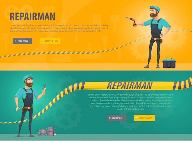 Gratis vector kleurrijke reparatie horizontale banners