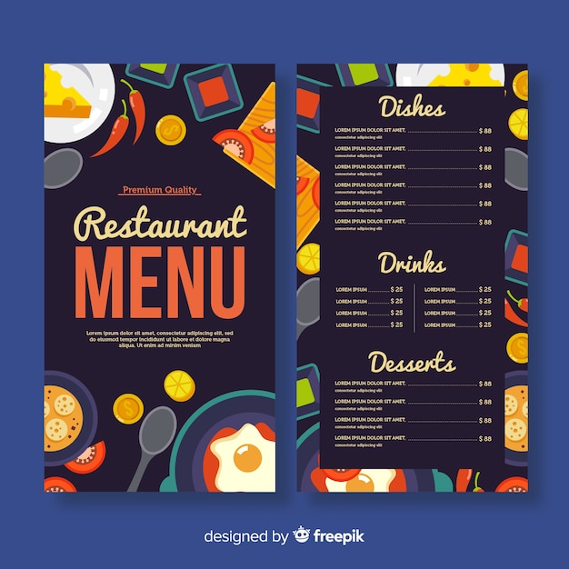 Kleurrijke restaurant menusjabloon