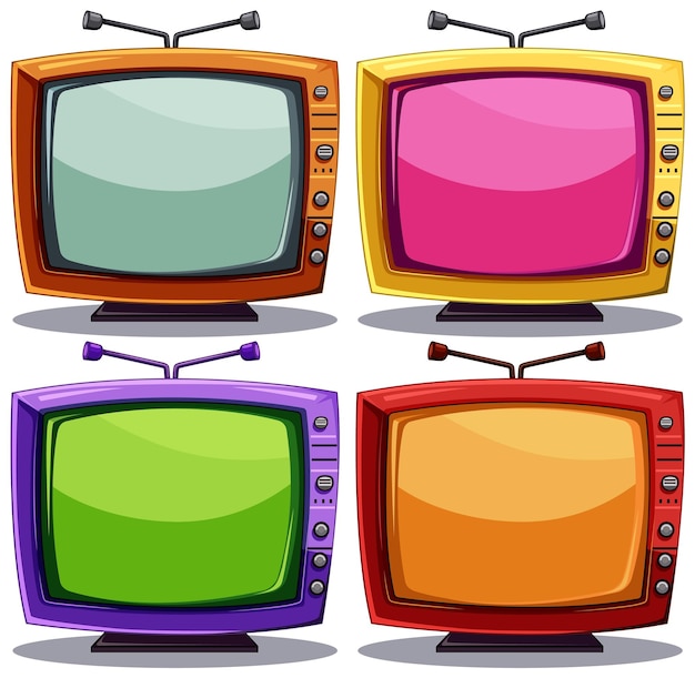 Gratis vector kleurrijke retro-televisie-collectie