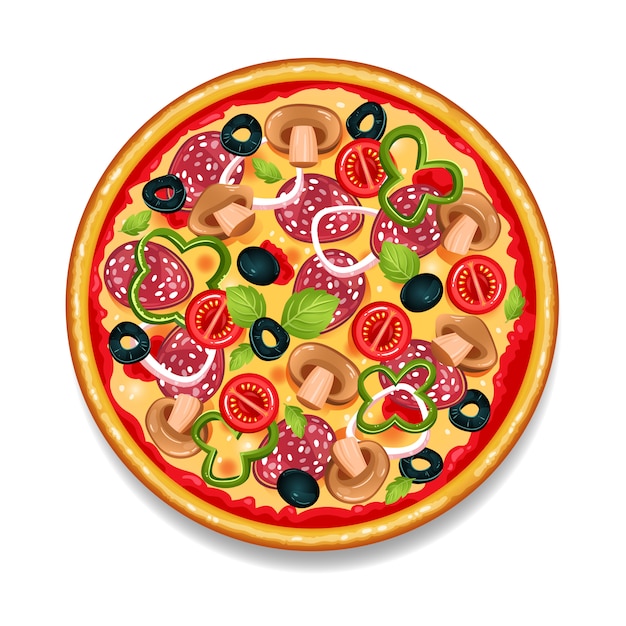 Kleurrijke ronde smakelijke pizza