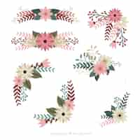 Gratis vector kleurrijke set floral elementen met platte ontwerp