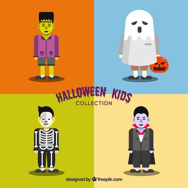 Kleurrijke set Halloween kostuums