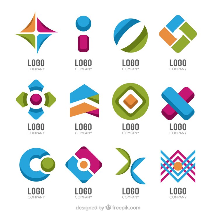 Gratis Vector kleurrijke set met verschillende abstracte logo