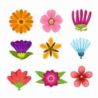 Gratis vector kleurrijke set van hand getrokken bloemen