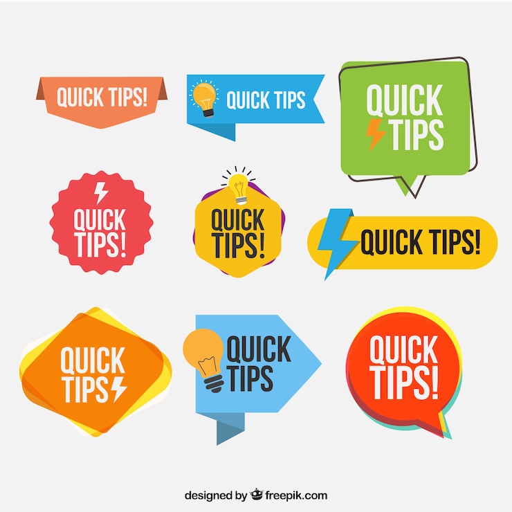 Gratis Vector kleurrijke set van tip etiketten met platte ontwerp