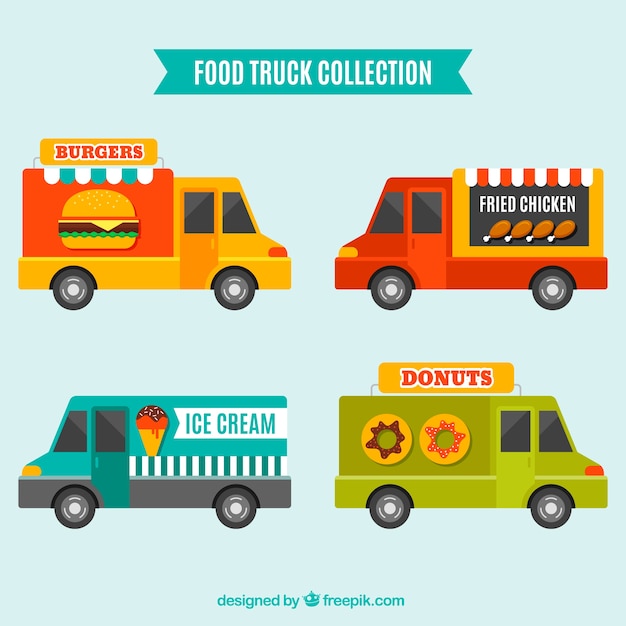 Kleurrijke set van voedsel vrachtwagens