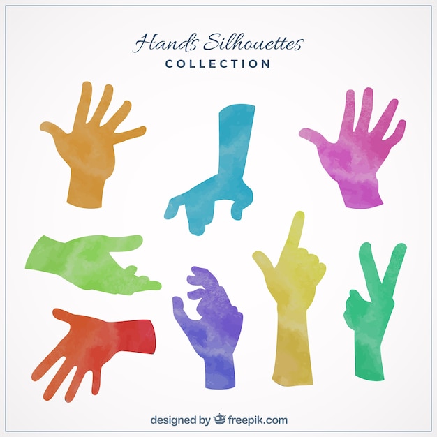 Gratis vector kleurrijke silhouetten hand