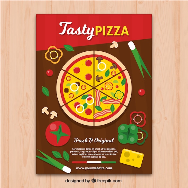 Gratis vector kleurrijke smakelijke pizza flyer