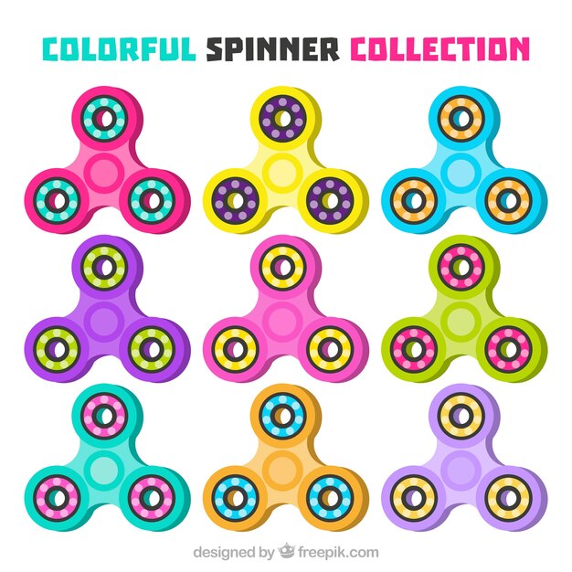 Gratis vector kleurrijke spinner collectie