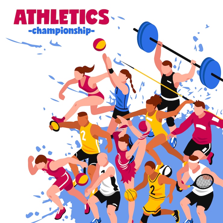 Gratis Vector kleurrijke sport isometrische poster
