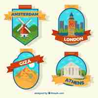 Gratis vector kleurrijke stad badges