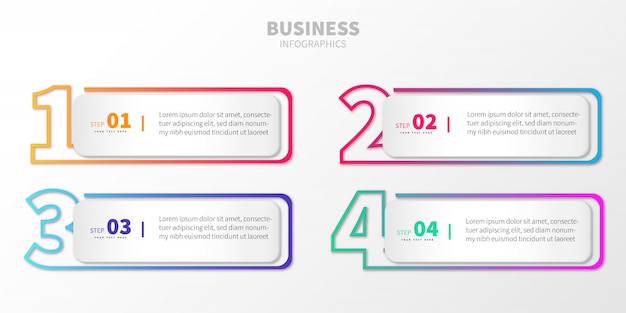 Kleurrijke stap Business Infographic met getallen